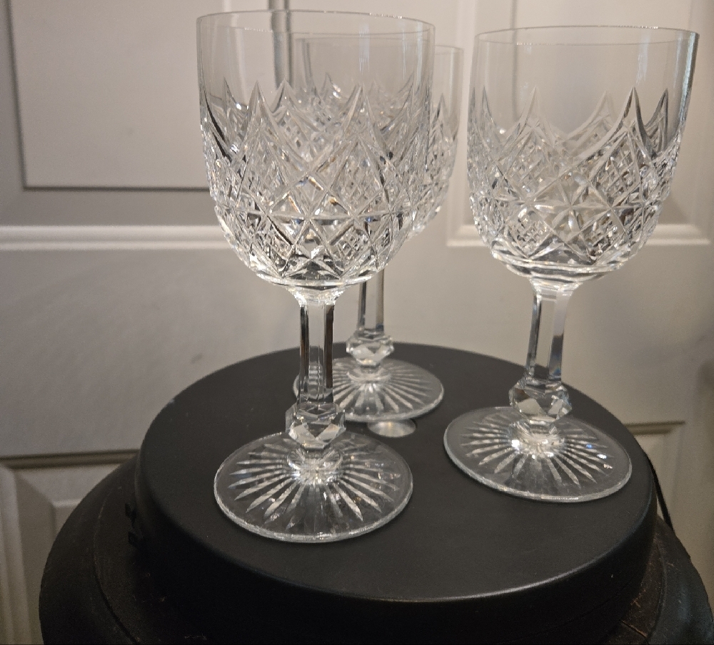 Vintage Baccarat Colbert Crystal Goblet Glass Set Of 3 - Picture 3 of 12